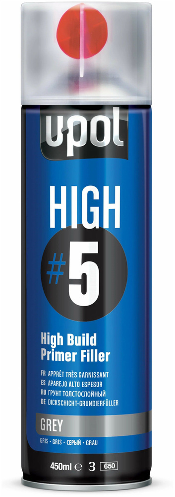 HIGH #5 Грунт толстослойный Premium, серый, аэрозоль 450 мл, U-Pol #1