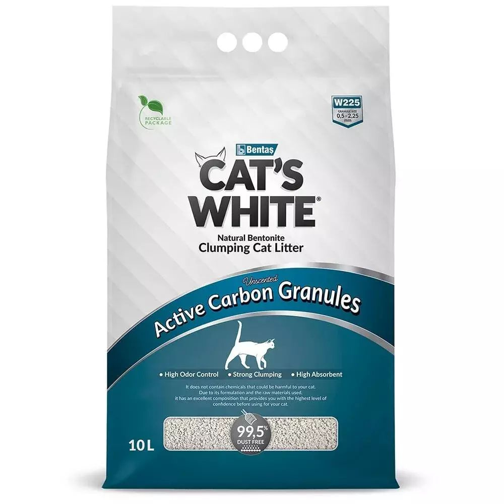 Комкующийся наполнитель для туалета кошек Cat's White Active Carbon Granules с гранулами активированного #1