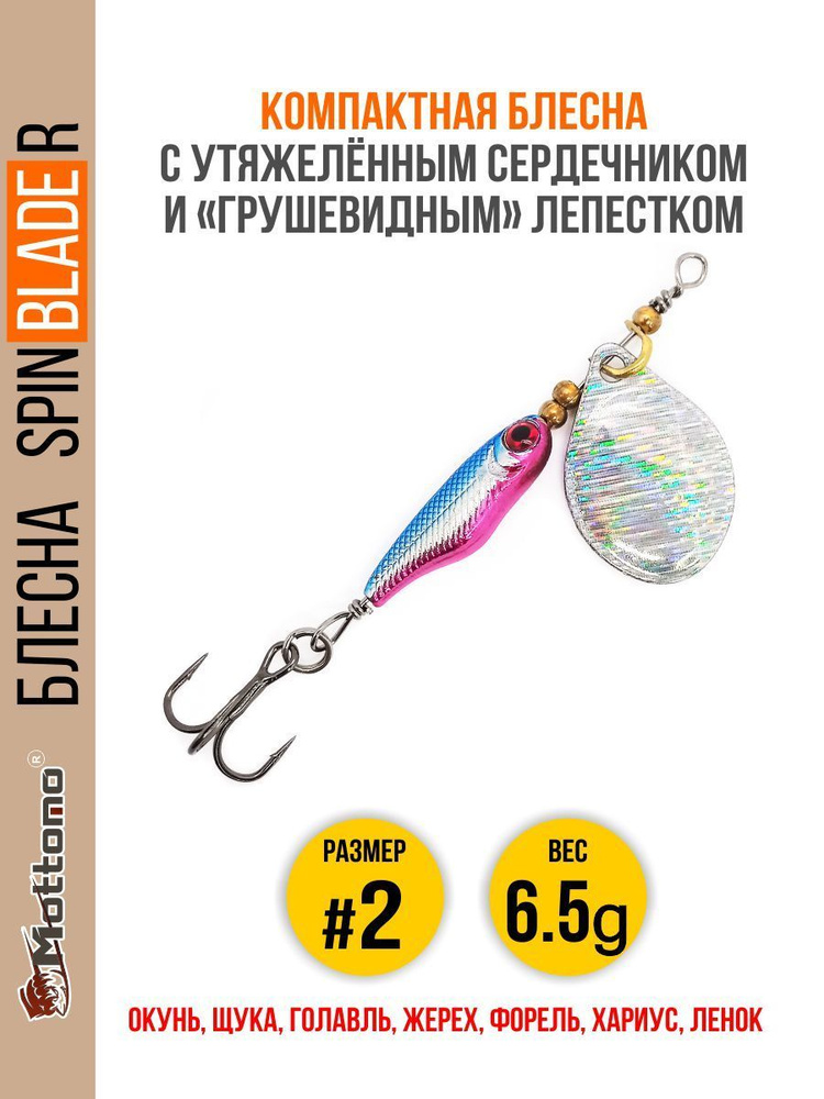 Блесна для рыбалки Spin Blade R #2 6.5g Silver Silver на окуня голавля #1