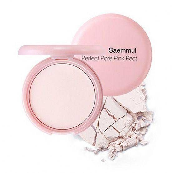 Розовая пудра с каламином для проблемной кожи The Saem Saemmul Perfect Pore Pink Pact  #1