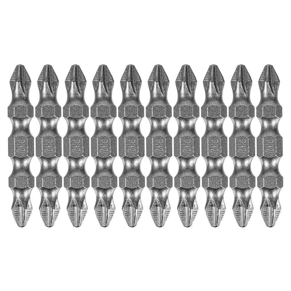 Биты для шуруповертов магнитные DENZEL, PH2-PH2 45 мм, 1/4 посадка, сталь S2 с насечками на шлицах и #1