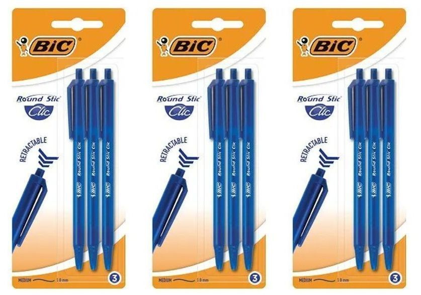 Bic Ручка шариковая Раунд Стик Клик, синяя, 3 шт/уп, 3 уп #1