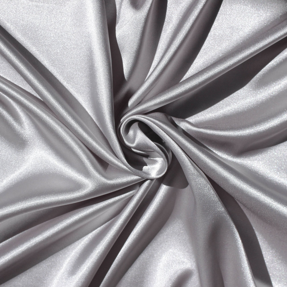 Ткань Атлас стрейч 145+-5см г/к серый 98%пэ 2%эл 100г/м2 (НА ОТРЕЗ)  #1
