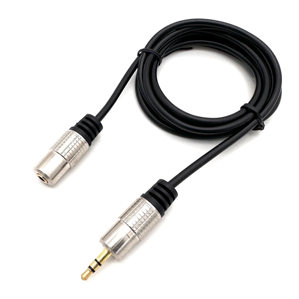 Кабель аудио Premium 3,5 Jack - 3,5 Plug AUX 3pin, штекер-гнездо, металл 1,5 метра  #1