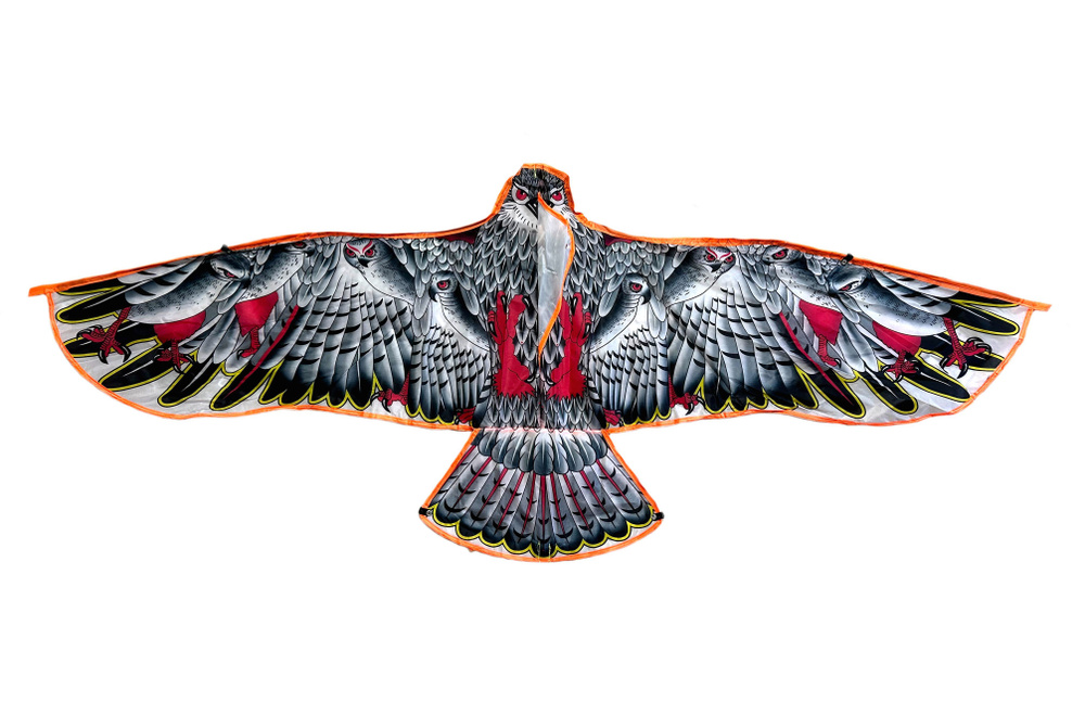 Воздушный змей "Орел" 1,5 метра, цвет: серый/розовый/оранжевый  #1
