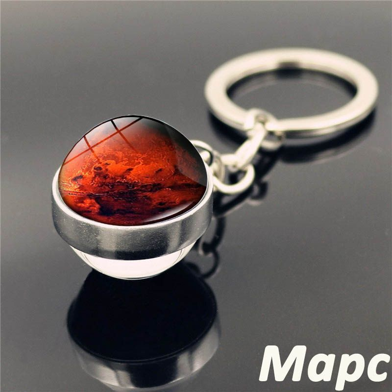 Брелок для ключей / Брелок для сумки планеты Марс шар в серебристой оправе  #1