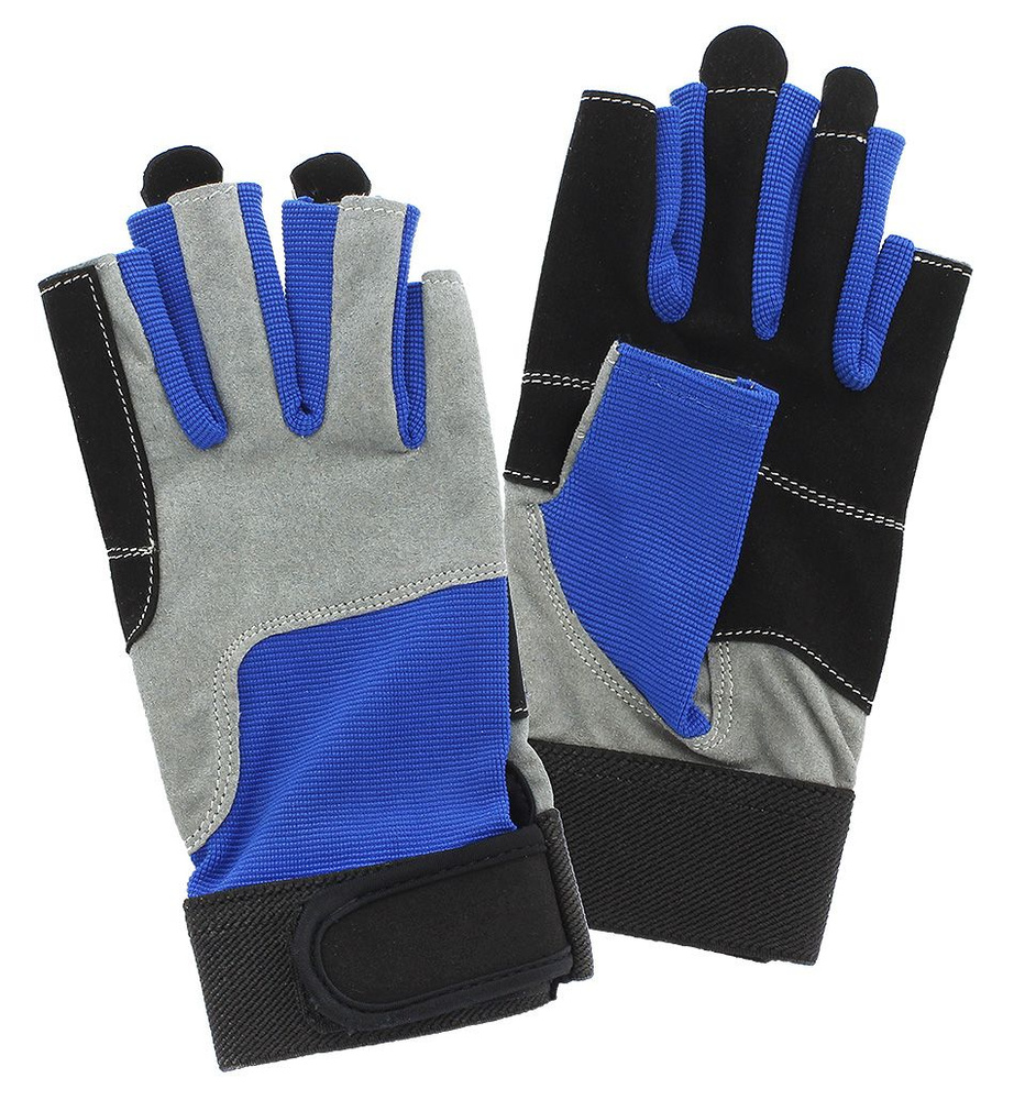 Яхтенные перчатки с короткими пальцами, синий/серый/черный, размер XS (10267512)  #1