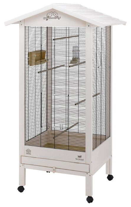Ferplast Hemmy Клетка для птиц,деревянная, 84,5х65,5х165 см,белый #1