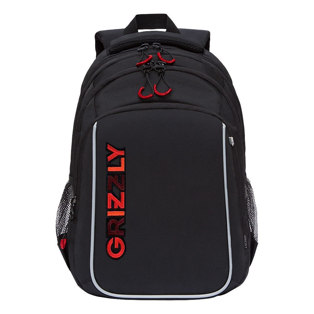 Рюкзак школьный для мальчика подростка, с ортопедической спинкой, для средней школы, GRIZZLY (черный #1