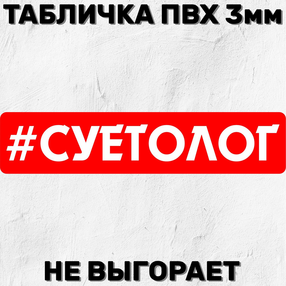 Табличка на авто Суетолог 52х11 см #1