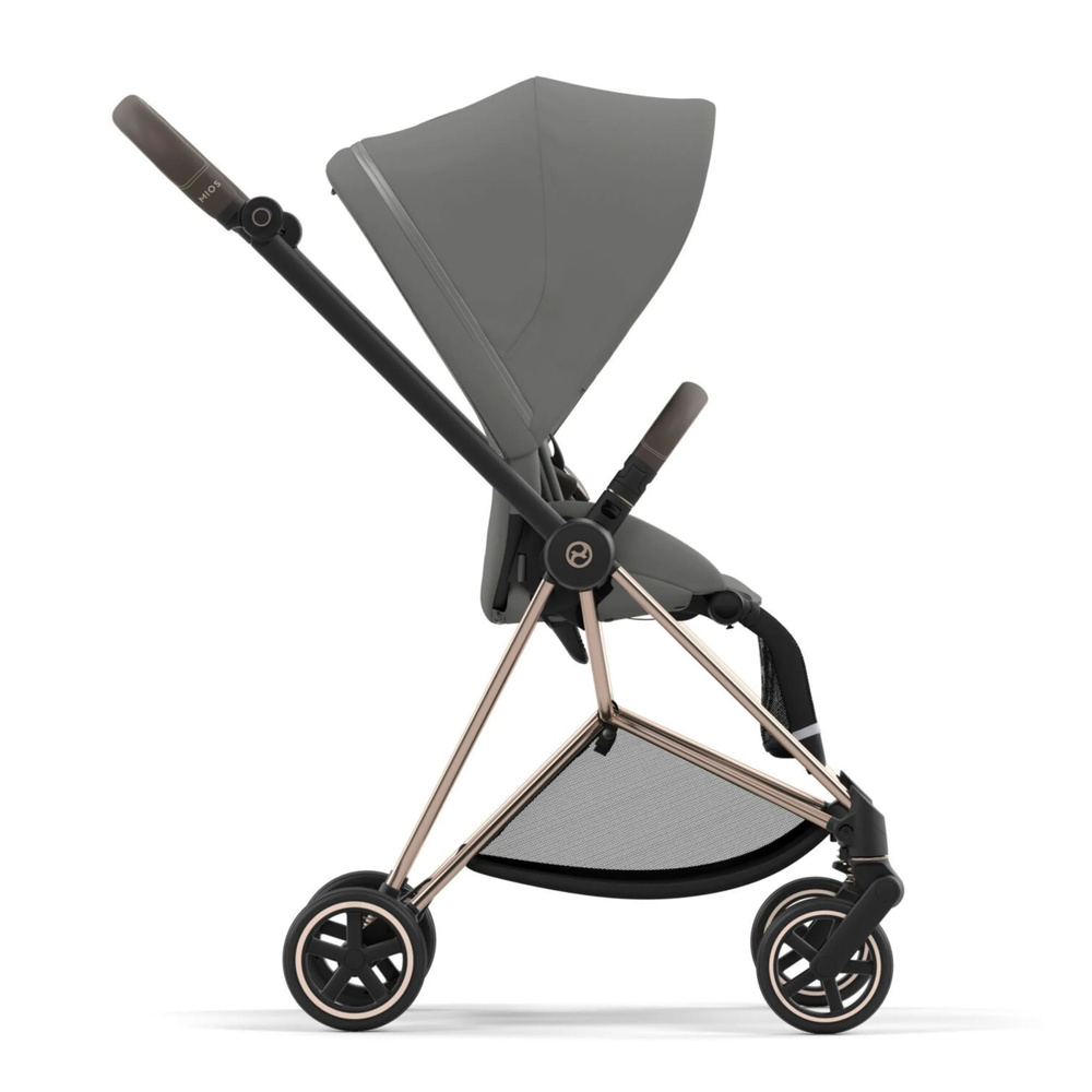 Cybex Mios IV Прогулочная коляска, шасси Rose Gold/ручка Brown/текстиль Mirage Grey с дождевиком и адаптерами #1