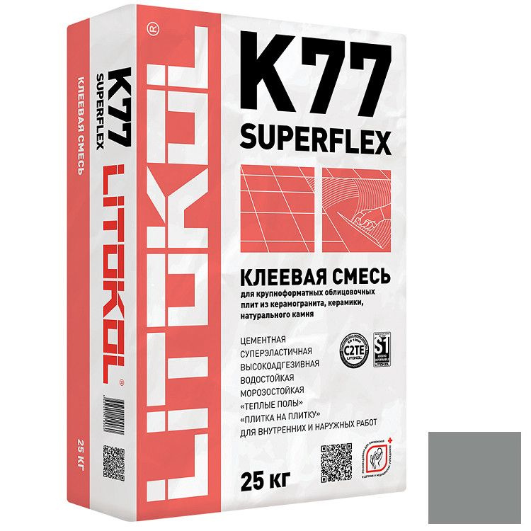 Клей для плитки и камня Litokol SuperFlex K77 серый 25 кг #1