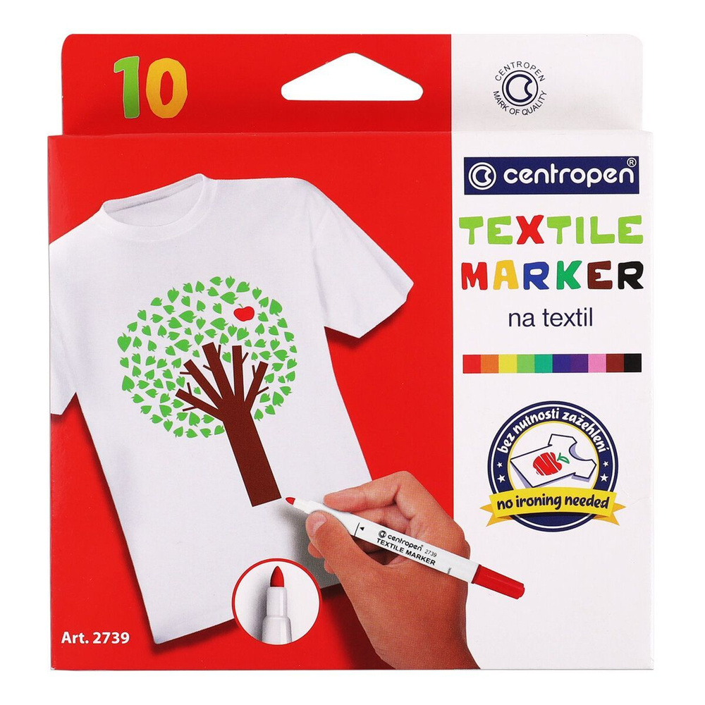 Маркеры для ткани 10 Цветов Centropen Textile Marker, круглый наконечник, 1,8 мм, 2739/10  #1