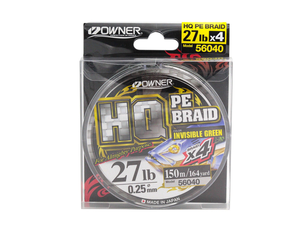 Шнур Owner HQ PE braid line 150м 0,25мм Invisible Green #1