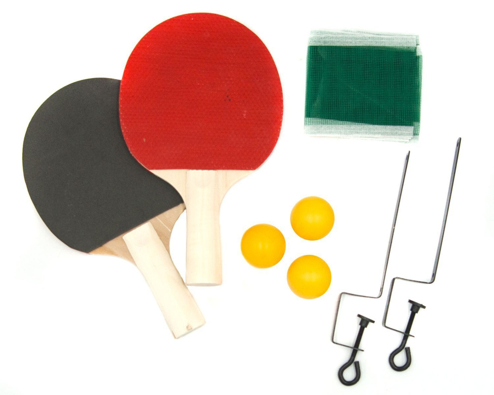 Набор для настольного тенниса, состав комплекта: 2 ракетки, 3 мяча, сетка,  #1