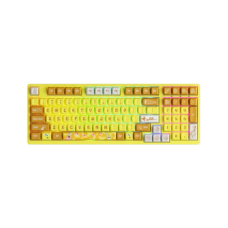 AKKO Игровая клавиатура проводная 3098S SpongeBob Bundle RGB JDA profile CS Sponge, (CS Sponge), желтый #1