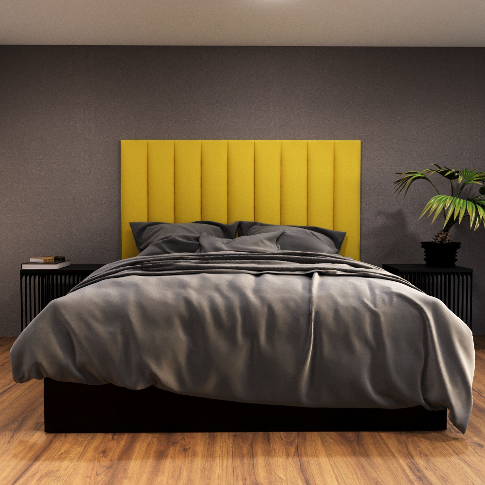 Мягкие стеновые панели, изголовье кровати, размер 20*100, комплект 1шт, цвет желтый  #1
