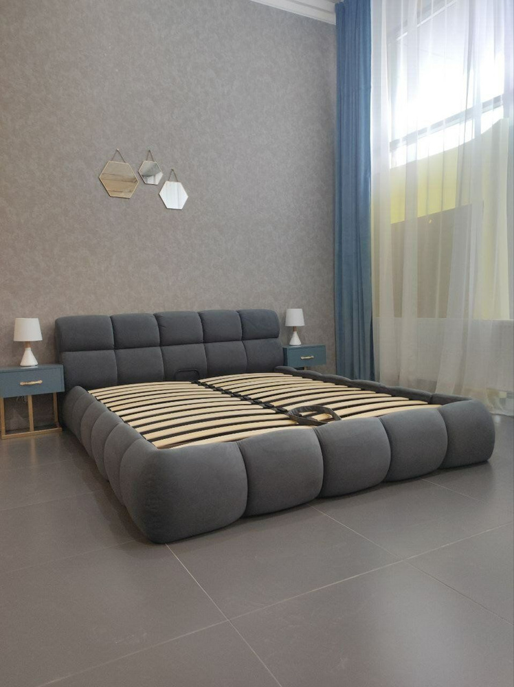 VIERO Кровать Касабланка мягкое изголовье с размером спального места 180х200 с ортопедическим основанием, #1