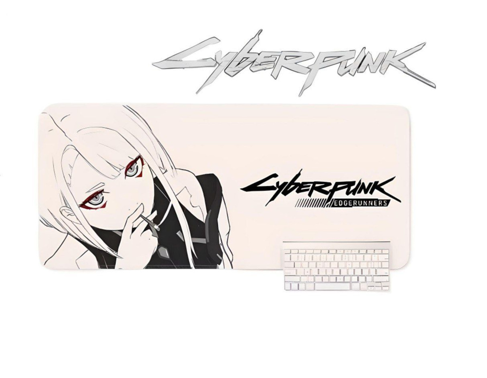 Anime Игровой коврик для мыши Игровой коврик Cyberpunk, XXL, белый, темно-бежевый  #1