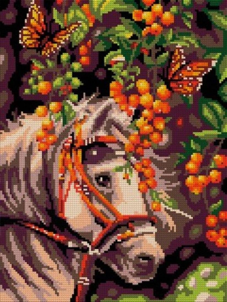 Алмазная мозаика LORI "Белая лошадь", 30х40 см, полное заполнение (Ам-012)  #1