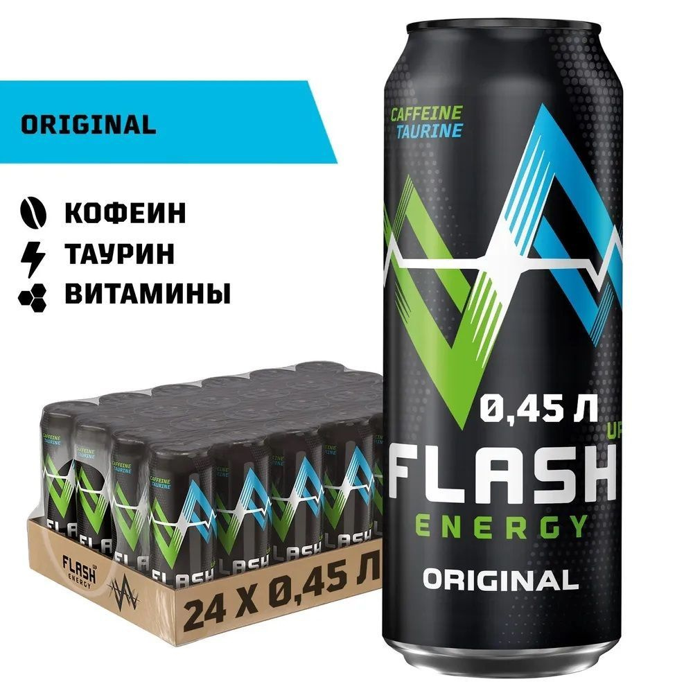 Flash Up Energy, энергетический напиток Флэш Ап, 24шт х 0.45 л, банка  #1