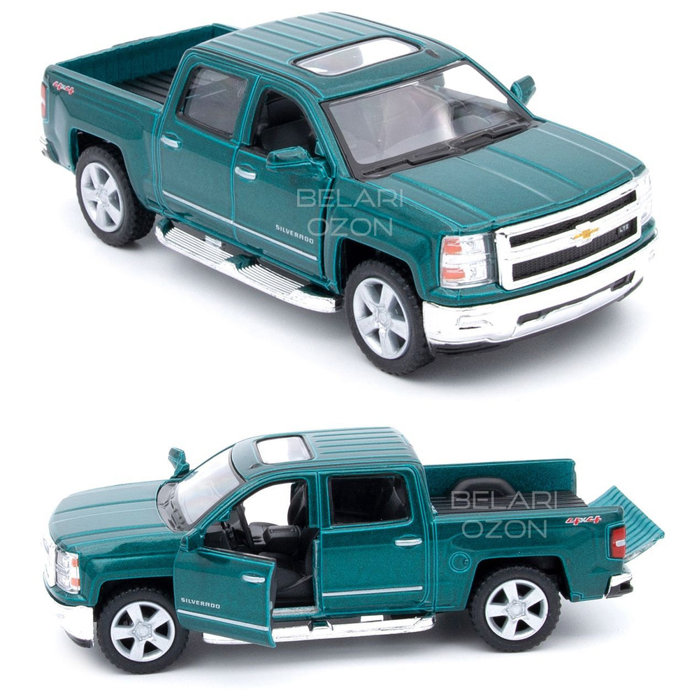 Машинка металлическая Kinsmart 1:46 2014 Chevrolet Silverado (Шевроле Сильверадо) KT5381D инерционная, #1