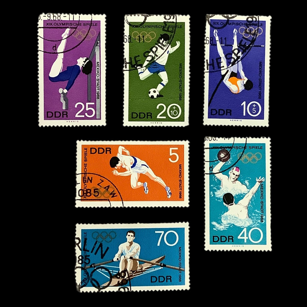 Набор почтовых марок "19 Олимпийские игры". Германия 1968 год. 6 штук  #1