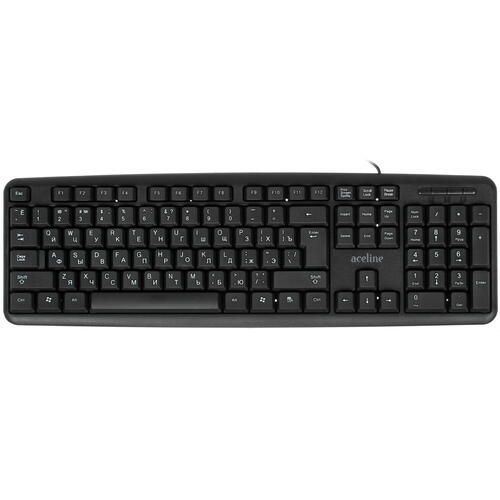 Клавиатура проводная Aceline K-503BU, мембранная, клавиш - 104, USB, черная  #1