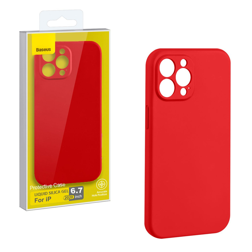 Чехол iPhone 12 Pro Max (6.7) Baseus Silicone Case с защитой камеры Red #1