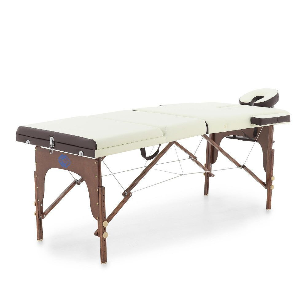 Массажный стол складной Мед-Мос JF-AY01 3-секционный кремовый/коричневый, кушетка косметологическая, #1