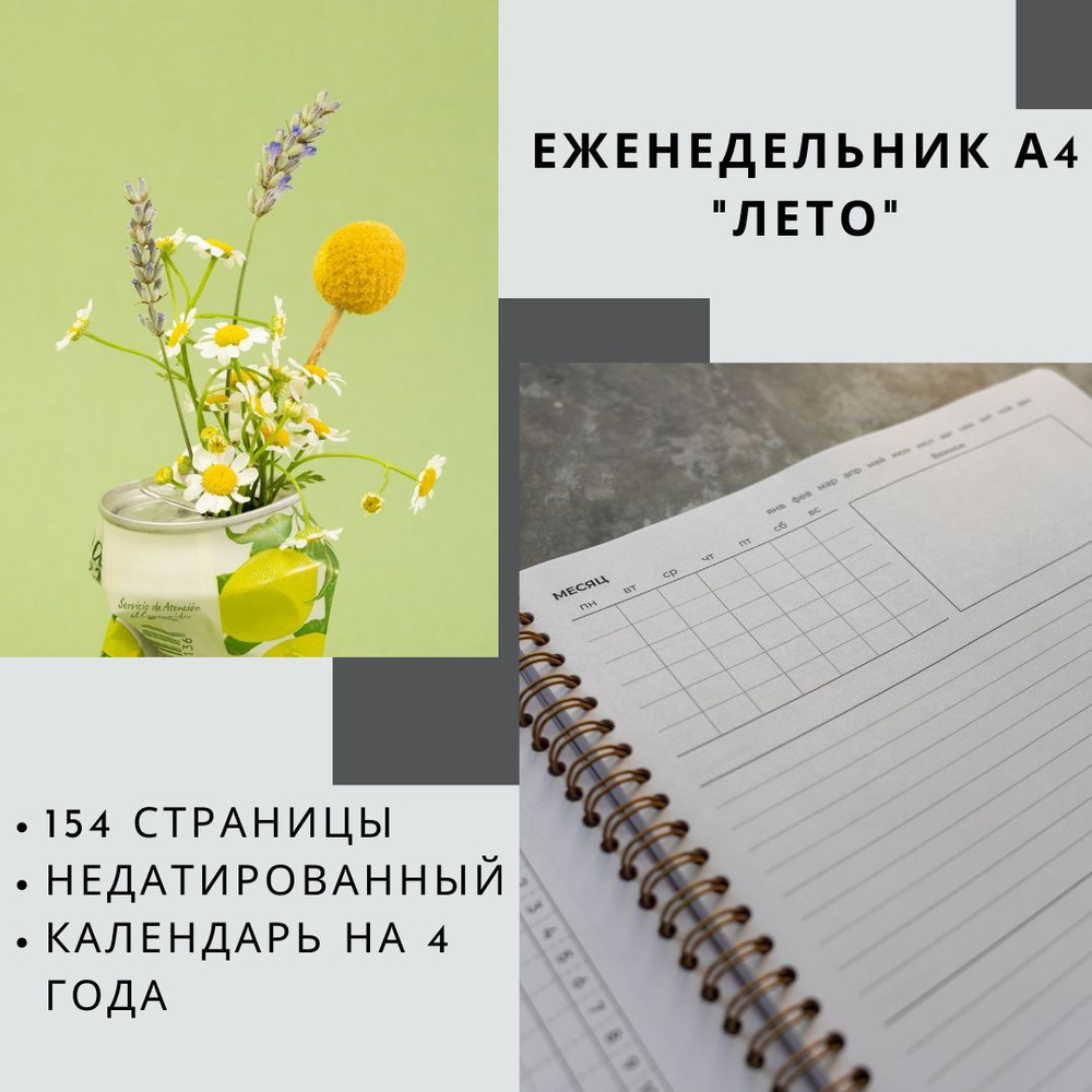  Еженедельник Недатированный A4 (21 × 29.7 см), листов: 77 #1