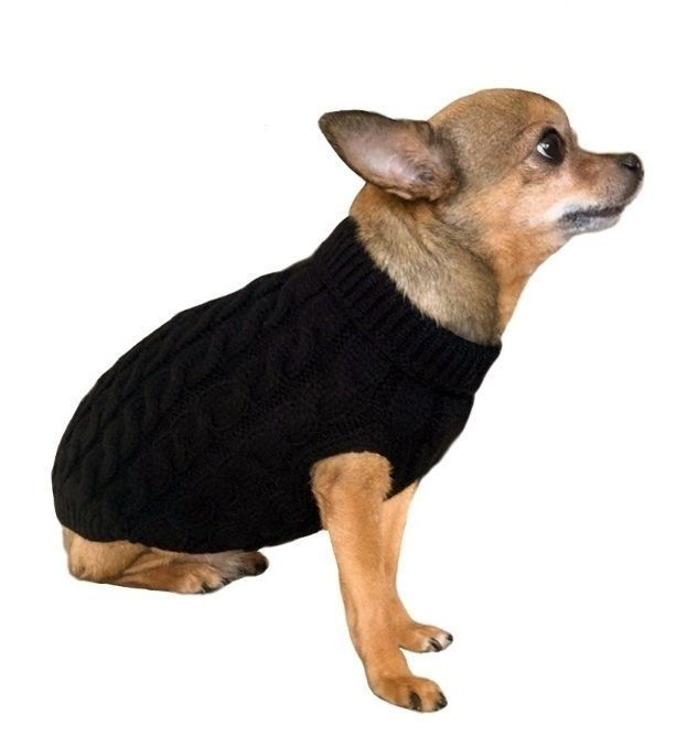 Кофта - свитер для мелких пород собак и кошек "BRO Style" косички цвет черный  #1
