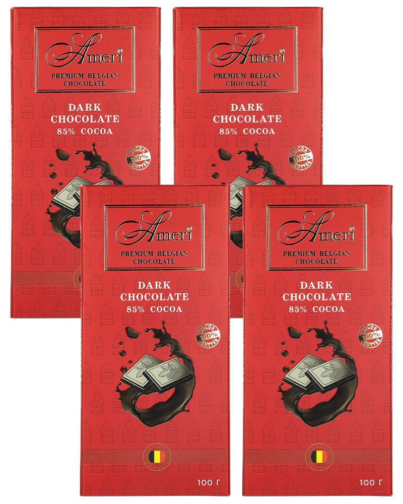 Шоколадная плитка Ameri Экстра Горький Шоколад 85% 100гр. - 4 шт.  #1