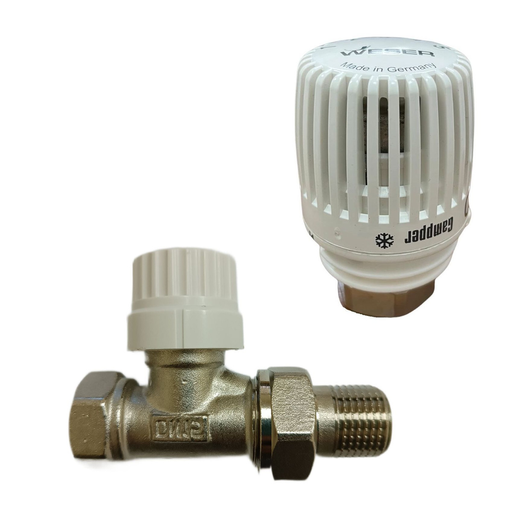 Термостатический клапан с термоголовкой для радиатора прямой комплект 1/2" Weser 320 КН 810002.100  #1