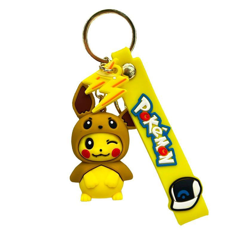Брелок резиновый для ключей Pokemon (Pikachu with Eevee Hood) #1