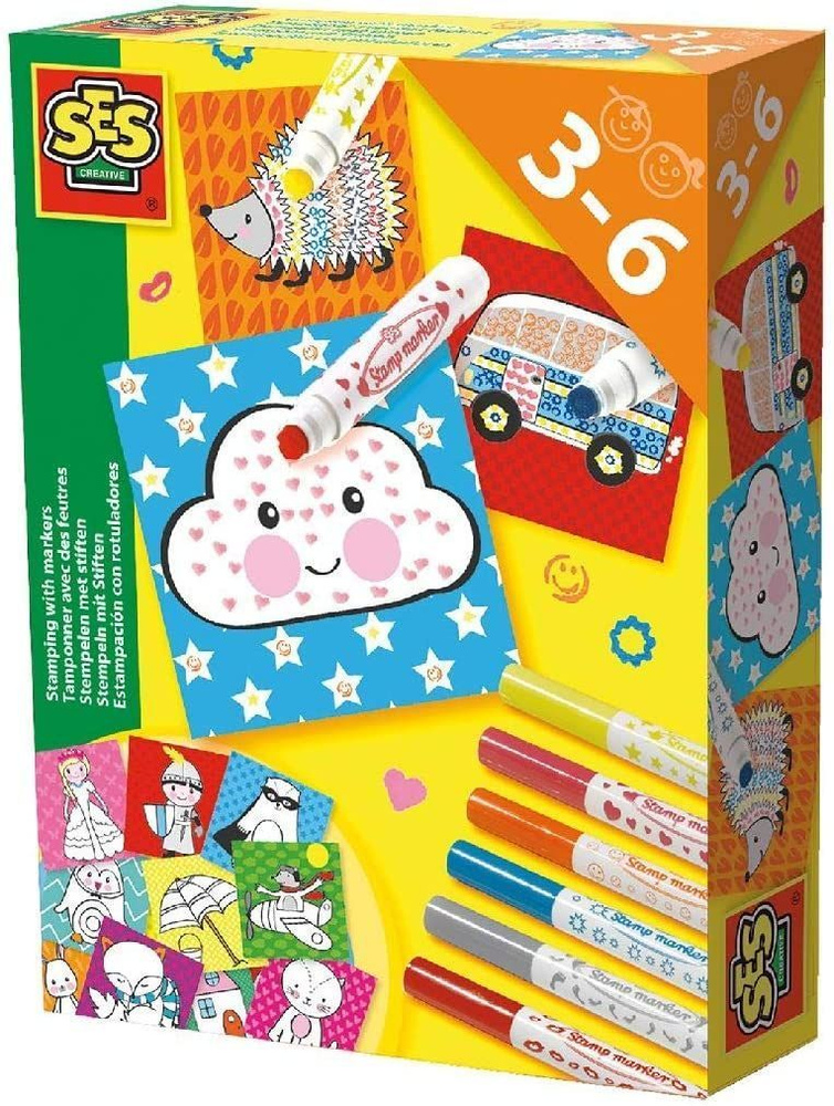 Игровой набор "Поставь печать при помощи маркера", 6 маркеров для печати, 16 разноцветных карточек, 3 #1