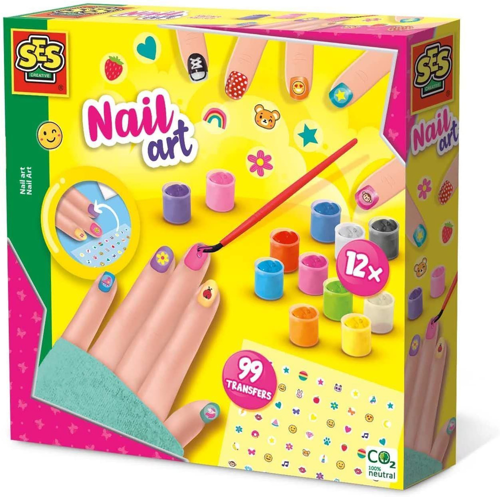 Набор для творчества "Искусство маникюра", 12 цветов детского лака для ногтей, 99 наклеек, кисть, губка, #1