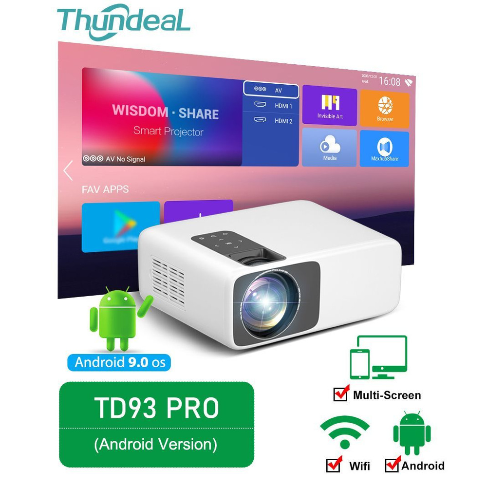 Проектор Full HD 1080P 2K 4K Видео светодиодный 3D портативный TD 93 ...