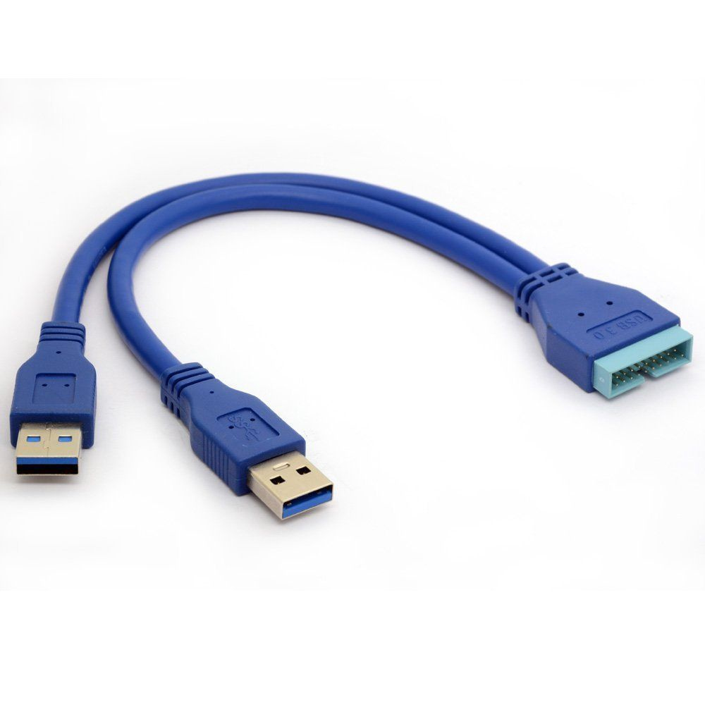 Кабель для подключения периферийных устройств USB 3.0 20-pin/USB 3.0 Type-A, 0.25 м, синий, темно-синий #1