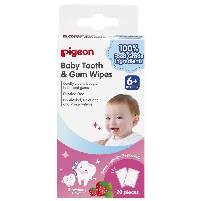 Салфетки для зубов детские Pigeon Baby Tooth and Gum Wipes Strawberry, 20 шт (78291)  #1