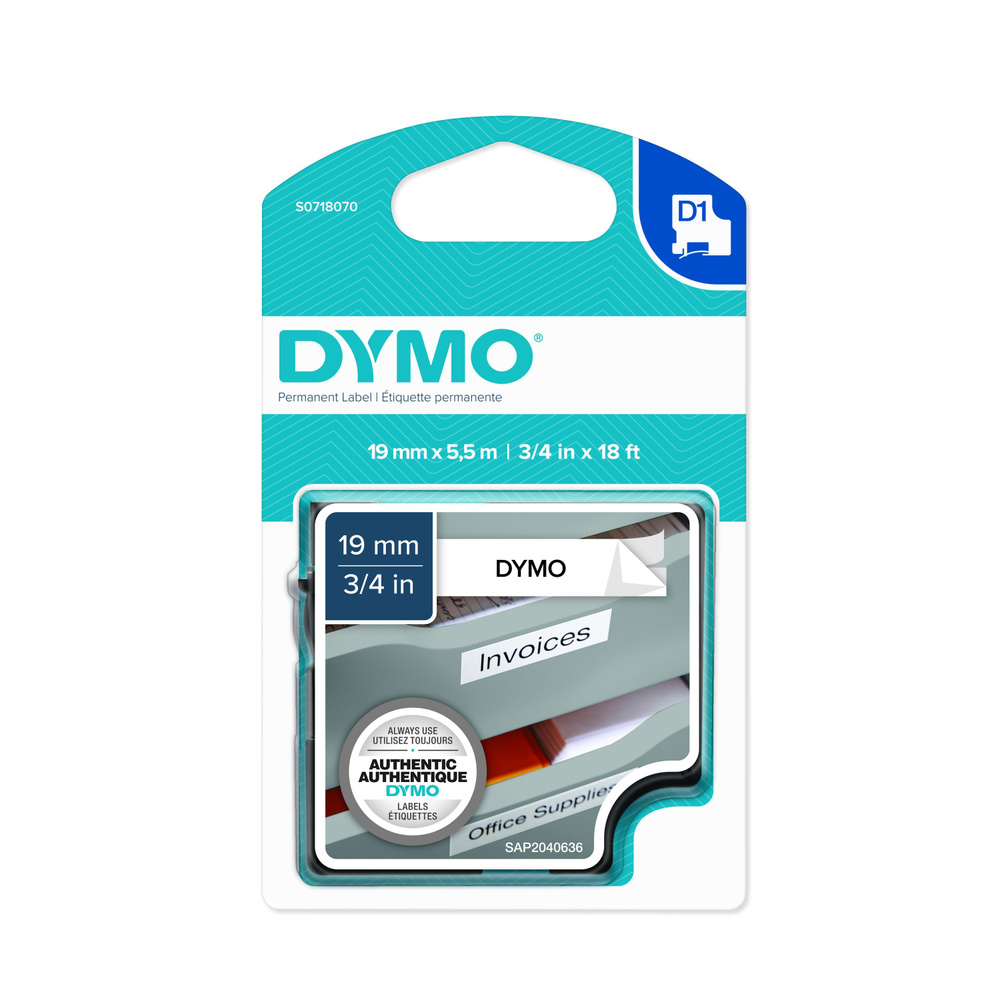 Лента Dymo D1 S0718070/16960 для принтеров серии Label Manager (полиэстер, черный на белом, 19 мм, длина #1