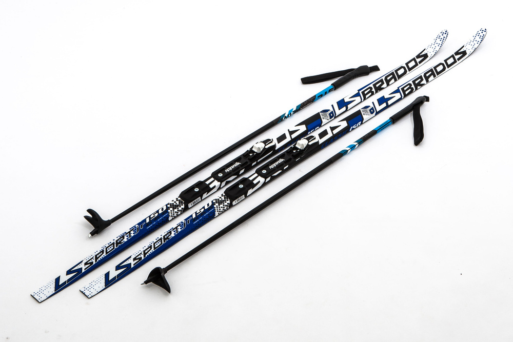 Лыжный комплект NNN с палками и креплением Rottefella - 150 см WAX Brados LS Blue / без насечек  #1
