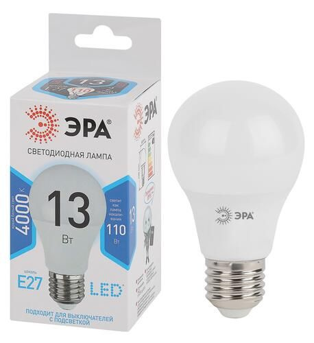 Лампа светодиодная ЭРА LED E27/A60/13w/840 E27, 13 Вт, 1040 лм, 4000 K, 170-265 В /50-60 Гц  #1