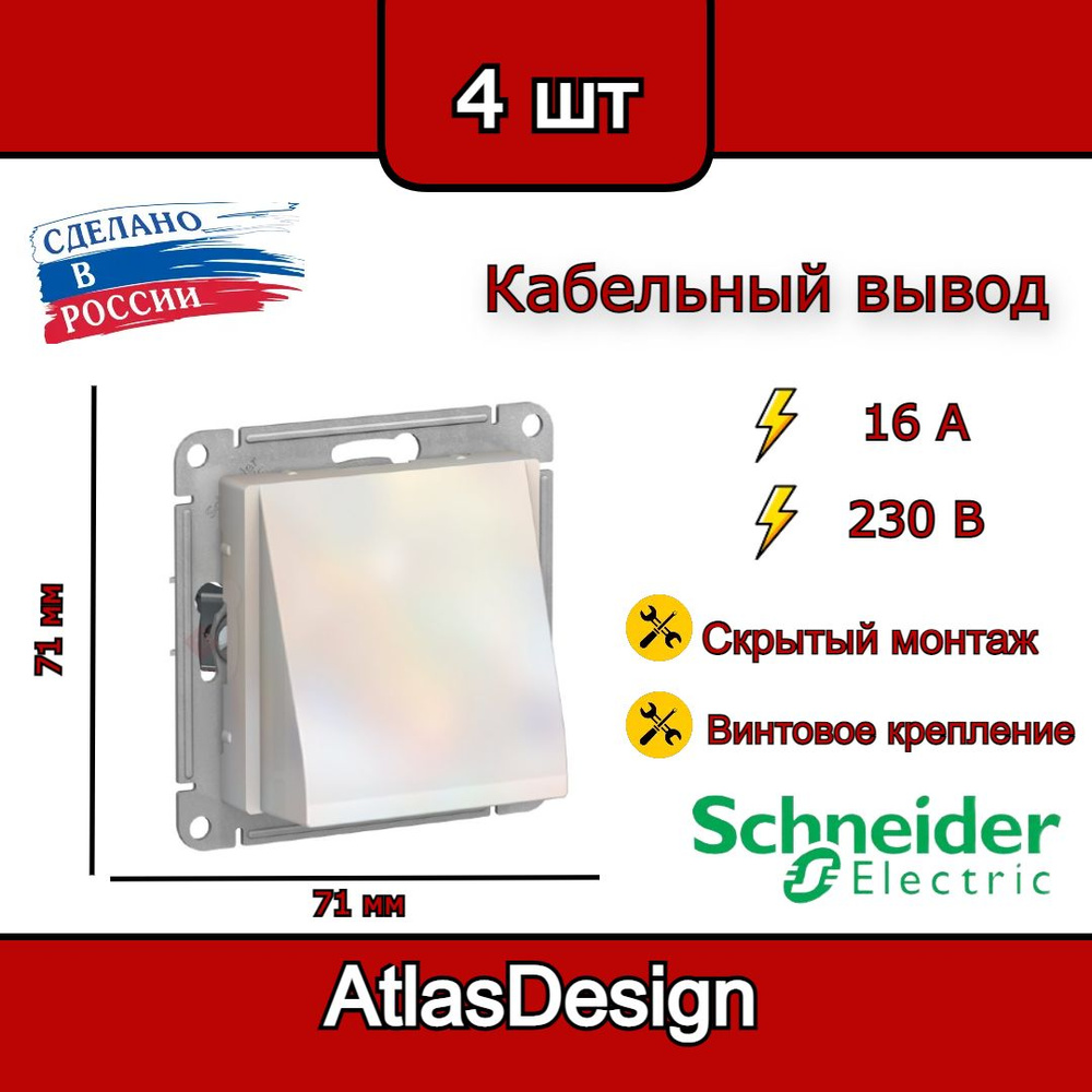 Вывод кабеля, жемчуг, Schneider Electric AtlasDesign (комплект 4шт) #1