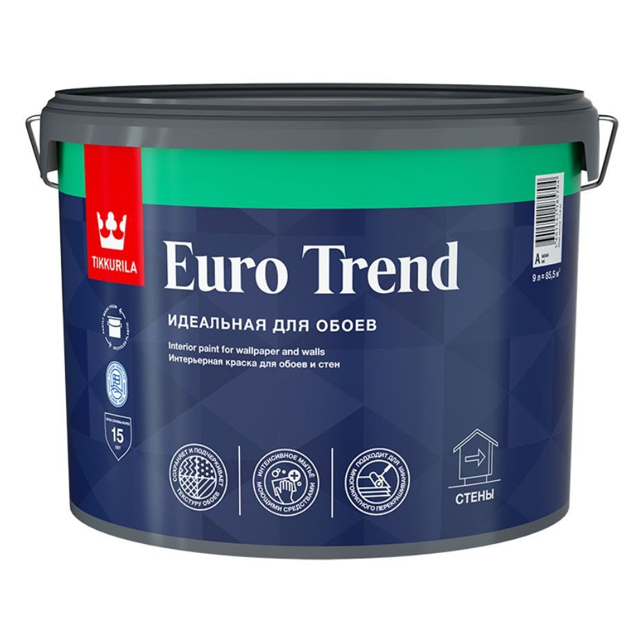 TIKKURILA EURO TREND краска интерьерная для обоев и стен, база A (9л)  #1