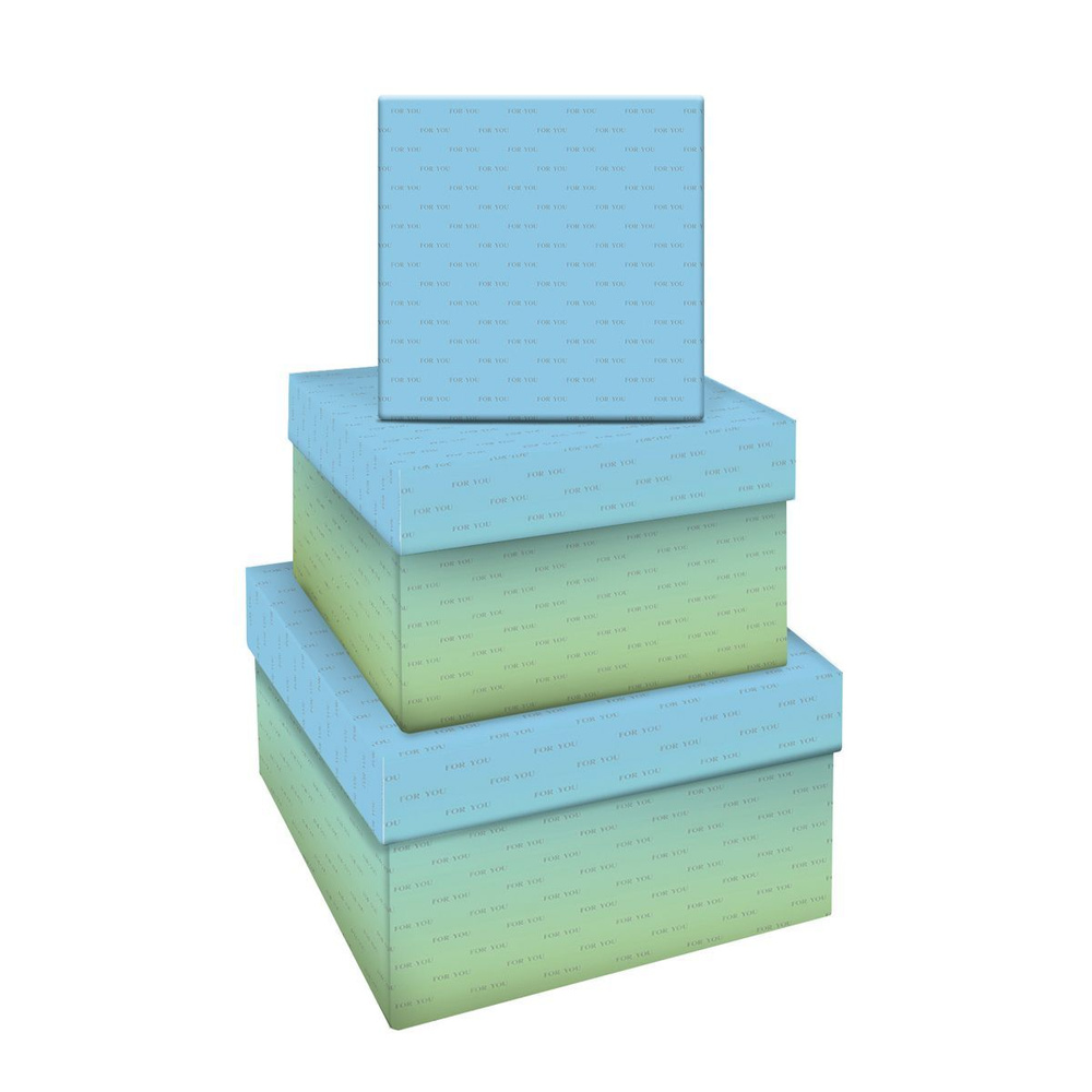 Набор квадратных коробок 3в1, MESHU "Green-blue gradient", (19,5*19,5*11-15,5*15,5*9см)  #1