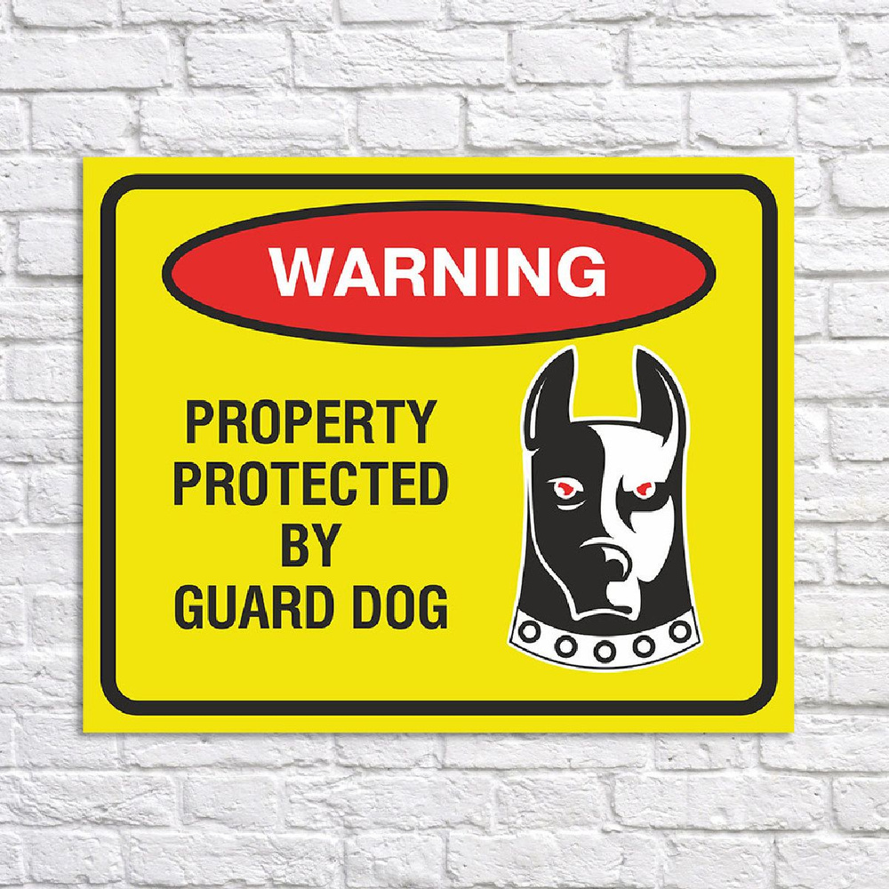 Табличка "Property protected by guard dog", размер 39х31см #1