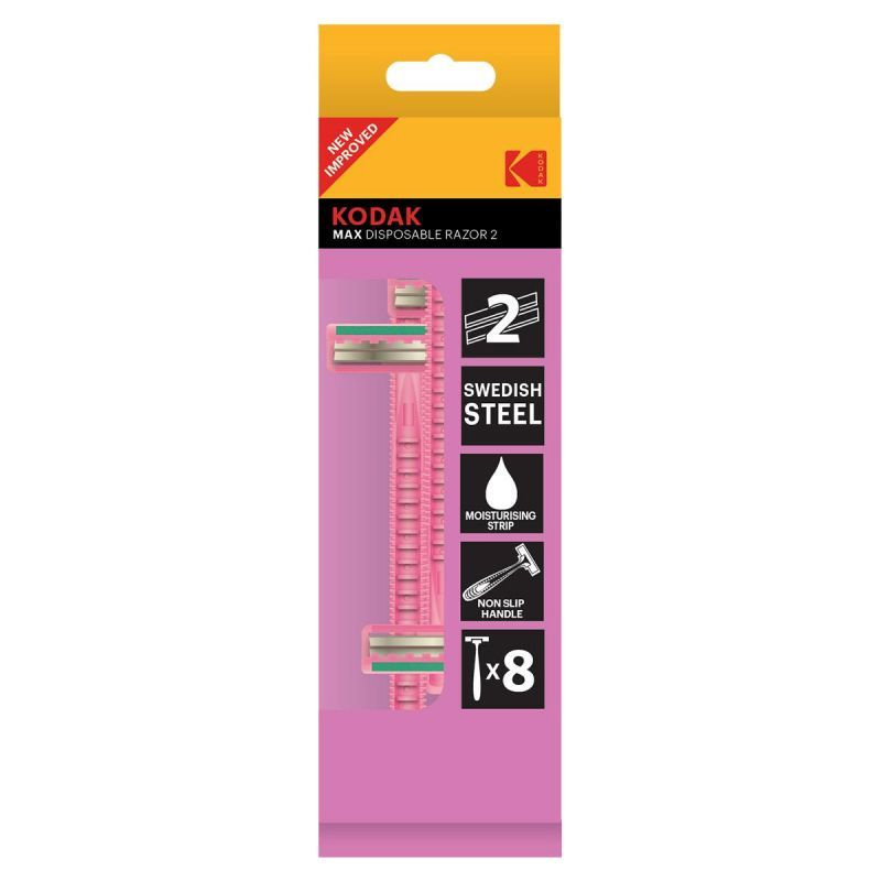 Kodak Станки для бритья, Disposable Razor Max 2, женские, одноразовые, 2 лезвия, 8 шт в уп  #1