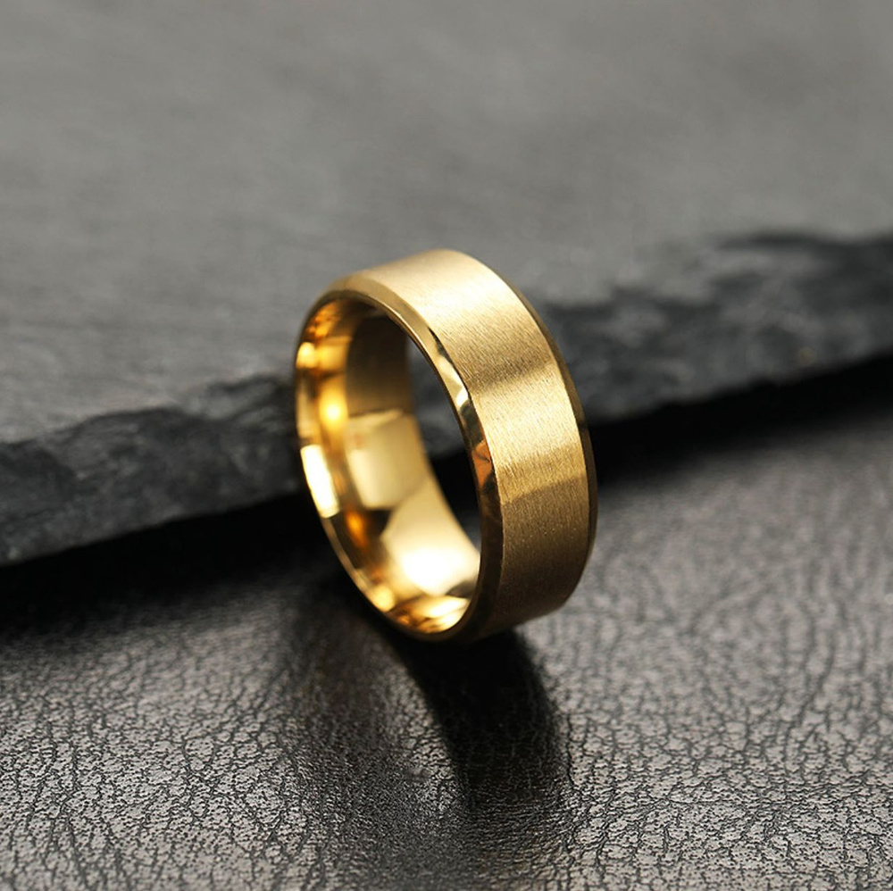 Кольцо широкое, унисекс, цвет золотой, ширина 8 мм, размер 16  #1