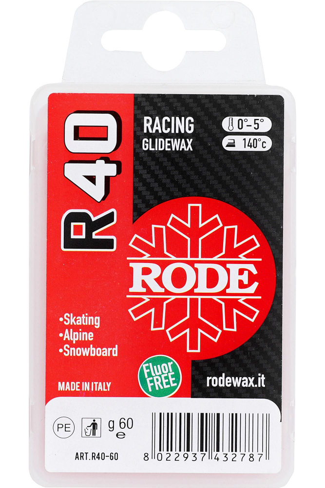 Безфтористый Парафин Скольжения Твердый Rode Racing Glider 0...-5C 60G Red (Б/Р)  #1